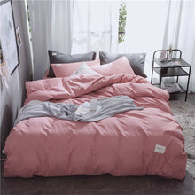Load image into Gallery viewer, Parkshin Pink Duvet Cover Gray Flat Sheet Pillowcase 100% Cotton Bed Linen Set Double Bedspread Adult Solid Color Bedclothes