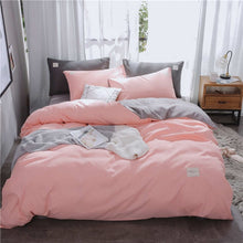 Load image into Gallery viewer, Parkshin Pink Duvet Cover Gray Flat Sheet Pillowcase 100% Cotton Bed Linen Set Double Bedspread Adult Solid Color Bedclothes