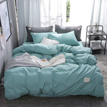 Load image into Gallery viewer, Parkshin Pink Duvet Cover Gray Flat Sheet Pillowcase 100% Cotton Bed Linen Set Double Bedspread Adult Solid Color Bedclothes