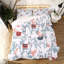 Load image into Gallery viewer, Miracille Cartoon Alpaca Printing Bedding Set Children Duvet Cover Sets With Pillowcase Home Bed Linen