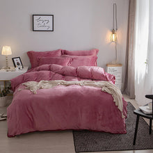 Load image into Gallery viewer, New Thick Crystal velvet pure color Bedding Sets gray Bed Linen Duvet Cover Bed Sheet Pillowcase winter warm bed Set