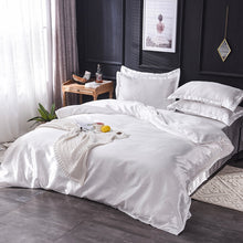 Load image into Gallery viewer, Luxury 100% Silk Bedding Set King Queen Twin 3/4/5pcs Bed Linen Solid Color Satin Bedding With Duvet Cover Bed Sheet Pillowcases