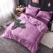Load image into Gallery viewer, Luxury 100% Silk Bedding Set King Queen Twin 3/4/5pcs Bed Linen Solid Color Satin Bedding With Duvet Cover Bed Sheet Pillowcases