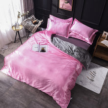 Load image into Gallery viewer, Luxury 100% Silk Bedding Set King Queen Twin 3/4/5pcs Bed Linen Solid Color Satin Bedding With Duvet Cover Bed Sheet Pillowcases