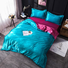 Load image into Gallery viewer, Luxury 100% Silk Bedding Set King Queen Twin 3/4/5pcs Bed Linen Solid Color Satin Bedding With Duvet Cover Bed Sheet Pillowcases