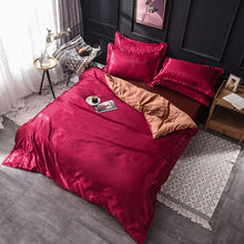 Load image into Gallery viewer, Luxury 100% Silk Bedding Set King Queen Twin 3/4/5pcs Bed Linen Solid Color Satin Bedding With Duvet Cover Bed Sheet Pillowcases