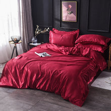 Load image into Gallery viewer, Luxury 100% Silk Bedding Set King Queen Twin 3/4/5pcs Bed Linen Solid Color Satin Bedding With Duvet Cover Bed Sheet Pillowcases