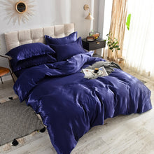 Load image into Gallery viewer, Luxury 100% Silk Bedding Set King Queen Twin 3/4/5pcs Bed Linen Solid Color Satin Bedding With Duvet Cover Bed Sheet Pillowcases