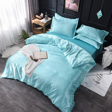 Load image into Gallery viewer, Luxury 100% Silk Bedding Set King Queen Twin 3/4/5pcs Bed Linen Solid Color Satin Bedding With Duvet Cover Bed Sheet Pillowcases