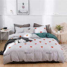 Load image into Gallery viewer, Classic bedding set 5 size grey blue flower bed linen 4pcs/set duvet cover set Pastoral bed sheet AB side duvet cover 2019 bed
