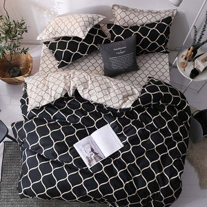 Luxury Bedding Set Duvet Cover Sets 3pcs Marble Super King Size Single Swallow Queen Black Comforter Bed Linens Cotton Designer