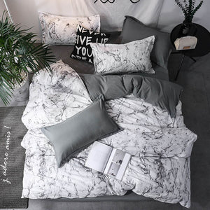 Luxury Bedding Set Duvet Cover Sets 3pcs Marble Super King Size Single Swallow Queen Black Comforter Bed Linens Cotton Designer