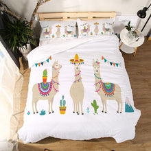 Load image into Gallery viewer, Miracille Cartoon Alpaca Printing Bedding Set Children Duvet Cover Sets With Pillowcase Home Bed Linen
