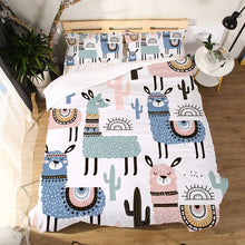 Load image into Gallery viewer, Miracille Cartoon Alpaca Printing Bedding Set Children Duvet Cover Sets With Pillowcase Home Bed Linen
