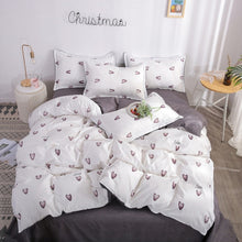 Load image into Gallery viewer, Home bedding 4pcs flat sheet set red heart bed linen set sheet pillowcase&amp;duvet cover set Cute bird child bedclothes leaf cover
