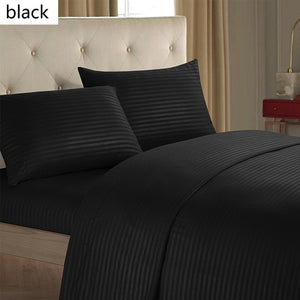 King Queen Size Home Textile Brief Nordic Bedding Set Men Women Bed Linen Black White  Microfiber Striped Bed Sheet Pillow Set