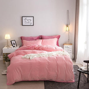 New Thick Crystal velvet pure color Bedding Sets gray Bed Linen Duvet Cover Bed Sheet Pillowcase winter warm bed Set