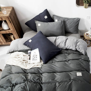 Classic Bedding Set 5 Size Grey Blue Fower Bed Linen 4pcs/set Duvet Cover Set Pastoral Bed Sheet AB Side Duvet Cover