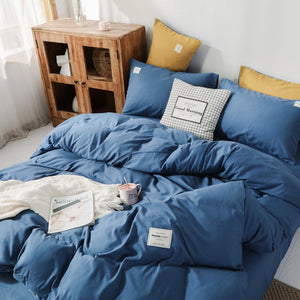 Classic Bedding Set 5 Size Grey Blue Fower Bed Linen 4pcs/set Duvet Cover Set Pastoral Bed Sheet AB Side Duvet Cover