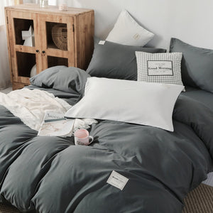 Classic Bedding Set 5 Size Grey Blue Fower Bed Linen 4pcs/set Duvet Cover Set Pastoral Bed Sheet AB Side Duvet Cover