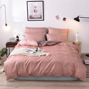 Pure Grid Grey Blue Pink Black Bed Linen Simple Duvet Cover Sets 3Pcs Bedding Set King Queen Single Twin Full Size Quilt Covers