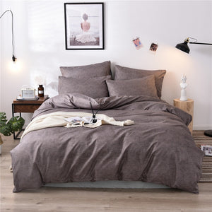 Pure Grid Grey Blue Pink Black Bed Linen Simple Duvet Cover Sets 3Pcs Bedding Set King Queen Single Twin Full Size Quilt Covers