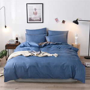 Pure Grid Grey Blue Pink Black Bed Linen Simple Duvet Cover Sets 3Pcs Bedding Set King Queen Single Twin Full Size Quilt Covers