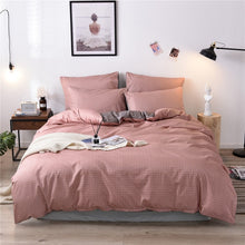 Load image into Gallery viewer, Pure Grid Grey Blue Pink Black Bed Linen Simple Duvet Cover Sets 3Pcs Bedding Set King Queen Single Twin Full Size Quilt Covers
