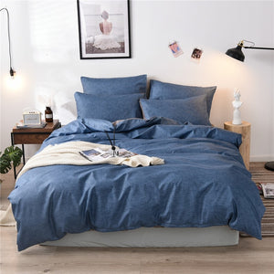 Pure Grid Grey Blue Pink Black Bed Linen Simple Duvet Cover Sets 3Pcs Bedding Set King Queen Single Twin Full Size Quilt Covers