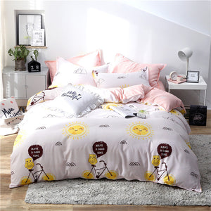 Slowdream Cartoon Strawberry Bedspread Pink Bedding Set Girl Duvet Cover Bed Sheet Set Comfort Euro Bed Linen Set Home Textiles