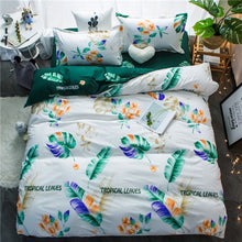 Load image into Gallery viewer, Home bedding 4pcs flat sheet set red heart bed linen set sheet pillowcase&amp;duvet cover set Cute bird child bedclothes leaf cover
