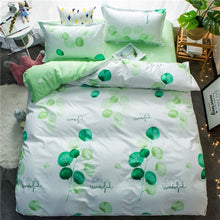 Load image into Gallery viewer, Home bedding 4pcs flat sheet set red heart bed linen set sheet pillowcase&amp;duvet cover set Cute bird child bedclothes leaf cover
