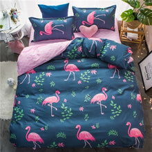 Load image into Gallery viewer, Home bedding 4pcs flat sheet set red heart bed linen set sheet pillowcase&amp;duvet cover set Cute bird child bedclothes leaf cover
