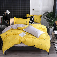 Load image into Gallery viewer, Home bedding 4pcs flat sheet set red heart bed linen set sheet pillowcase&amp;duvet cover set Cute bird child bedclothes leaf cover
