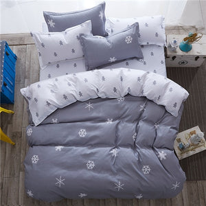 Home bedding 4pcs flat sheet set red heart bed linen set sheet pillowcase&duvet cover set Cute bird child bedclothes leaf cover