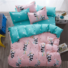 Load image into Gallery viewer, Home bedding 4pcs flat sheet set red heart bed linen set sheet pillowcase&amp;duvet cover set Cute bird child bedclothes leaf cover
