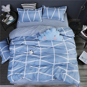 Classic bedding set 5 size grey blue flower bed linen 4pcs/set duvet cover set Pastoral bed sheet AB side duvet cover 2019 bed