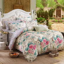 Load image into Gallery viewer, Classic bedding set 5 size grey blue flower bed linen 4pcs/set duvet cover set Pastoral bed sheet AB side duvet cover 2019 bed
