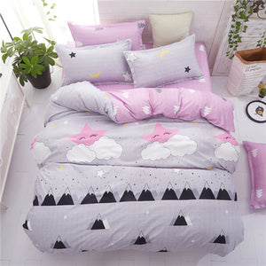 Classic bedding set 5 size grey blue flower bed linen 4pcs/set duvet cover set Pastoral bed sheet AB side duvet cover 2019 bed