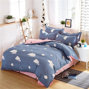 Classic bedding set 5 size grey blue flower bed linen 4pcs/set duvet cover set Pastoral bed sheet AB side duvet cover 2019 bed