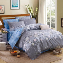 Load image into Gallery viewer, Classic bedding set 5 size grey blue flower bed linen 4pcs/set duvet cover set Pastoral bed sheet AB side duvet cover 2019 bed
