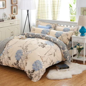 Classic bedding set 5 size grey blue flower bed linen 4pcs/set duvet cover set Pastoral bed sheet AB side duvet cover 2019 bed