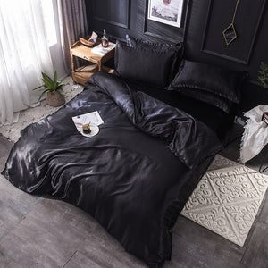 Luxury 100% Silk Bedding Set King Queen Twin 3/4/5pcs Bed Linen Solid Color Satin Bedding With Duvet Cover Bed Sheet Pillowcases