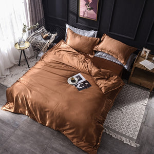 Luxury 100% Silk Bedding Set King Queen Twin 3/4/5pcs Bed Linen Solid Color Satin Bedding With Duvet Cover Bed Sheet Pillowcases