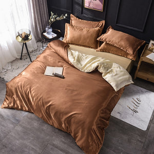 Luxury 100% Silk Bedding Set King Queen Twin 3/4/5pcs Bed Linen Solid Color Satin Bedding With Duvet Cover Bed Sheet Pillowcases