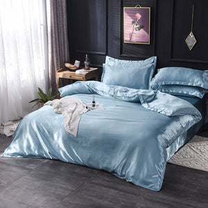 Luxury 100% Silk Bedding Set King Queen Twin 3/4/5pcs Bed Linen Solid Color Satin Bedding With Duvet Cover Bed Sheet Pillowcases