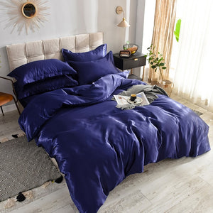 Luxury 100% Silk Bedding Set King Queen Twin 3/4/5pcs Bed Linen Solid Color Satin Bedding With Duvet Cover Bed Sheet Pillowcases