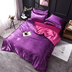 Luxury 100% Silk Bedding Set King Queen Twin 3/4/5pcs Bed Linen Solid Color Satin Bedding With Duvet Cover Bed Sheet Pillowcases