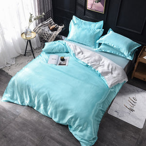 Luxury 100% Silk Bedding Set King Queen Twin 3/4/5pcs Bed Linen Solid Color Satin Bedding With Duvet Cover Bed Sheet Pillowcases