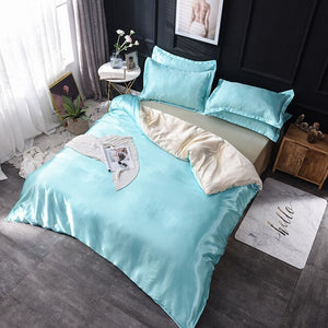 Luxury 100% Silk Bedding Set King Queen Twin 3/4/5pcs Bed Linen Solid Color Satin Bedding With Duvet Cover Bed Sheet Pillowcases